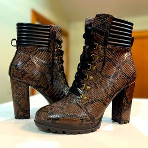 New High Heel Lace Up Ankle Boots from JustFab Size 12